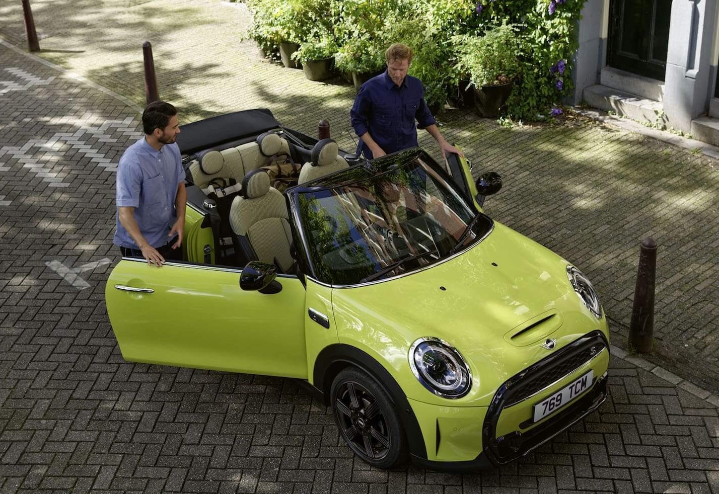 mini convertible - aerial view